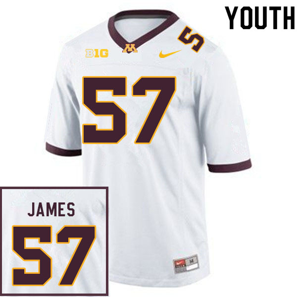 Youth #57 Cameron James Minnesota Golden Gophers College Football Jerseys Sale-White - Click Image to Close